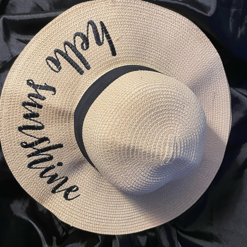 Hello Sunshine Straw Sun Hat with Black Band